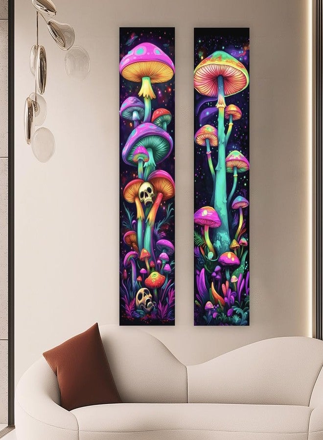 ACRNIGHEET Pack of 2 Tapestry Mushroom Blacklight Tapestry UV Reactive Poster Black Light Tapestries Mushroom Aesthetic Room Hanging Backdrop for Bedroom Home Decoration - Image 5